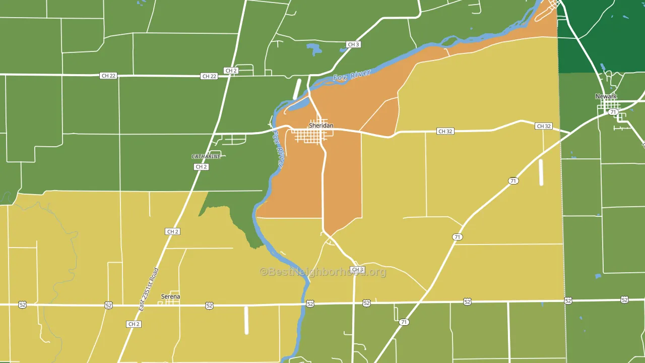 Sheridan, IL block-group voter-turnout map