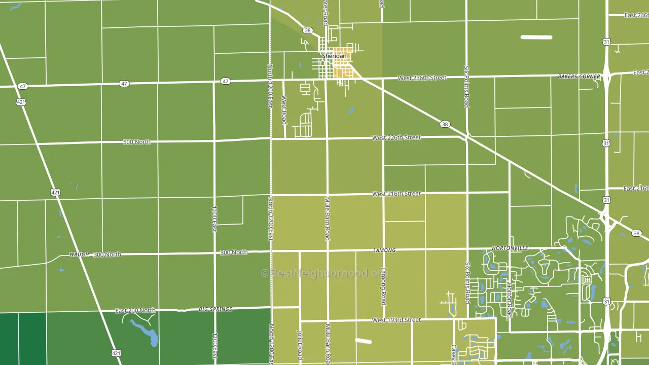 Sheridan, IN block-group voter-turnout map