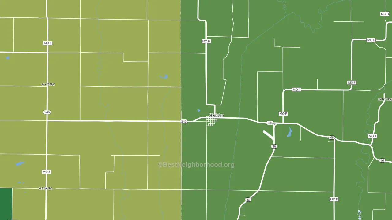 Sheridan, MO block-group voter-turnout map