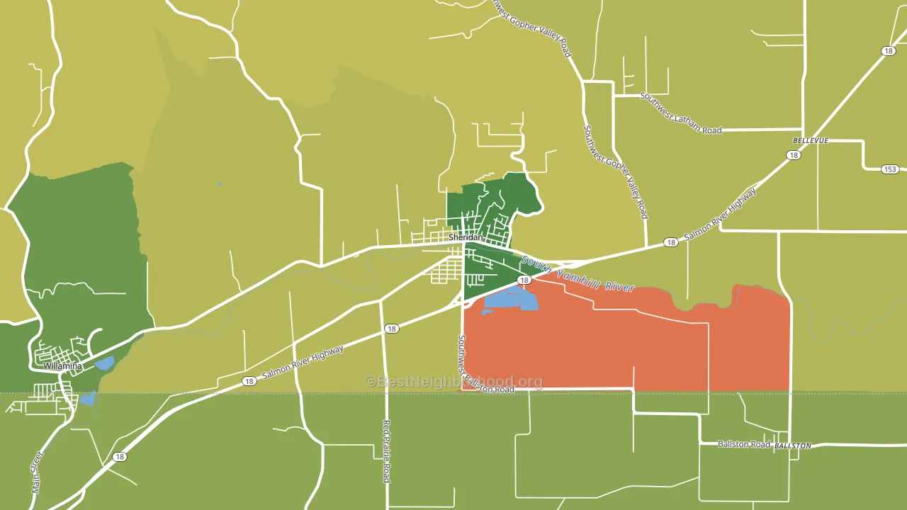 Sheridan, OR block-group voter-turnout map