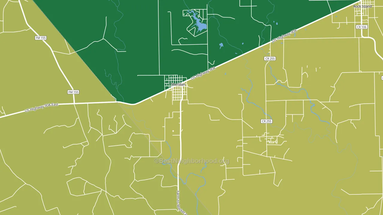 Sheridan, TX block-group voter-turnout map