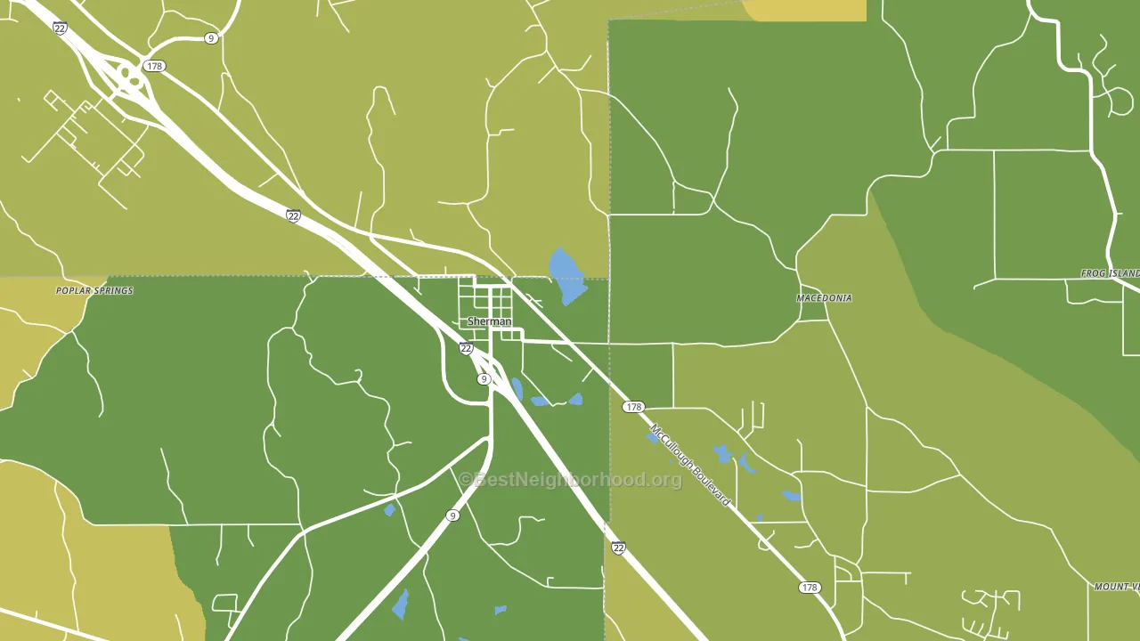 Sherman, MS block-group voter-turnout map