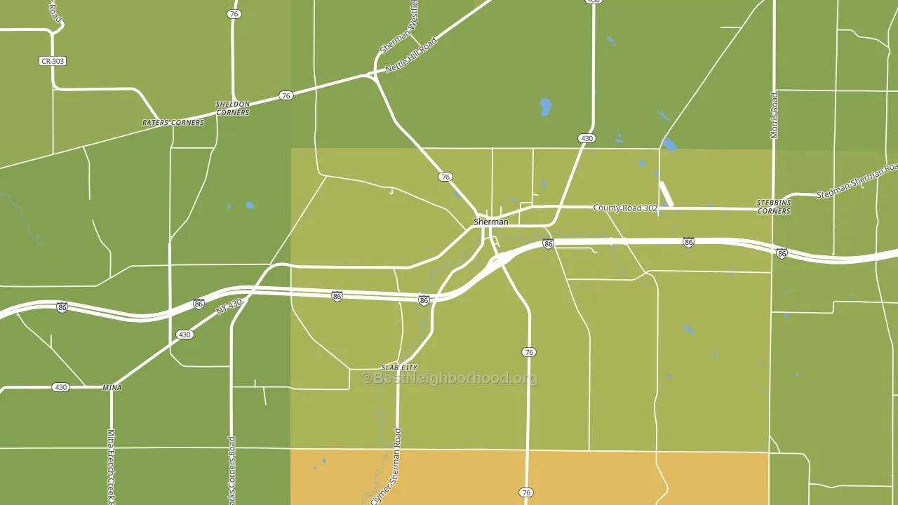 Sherman, NY block-group voter-turnout map