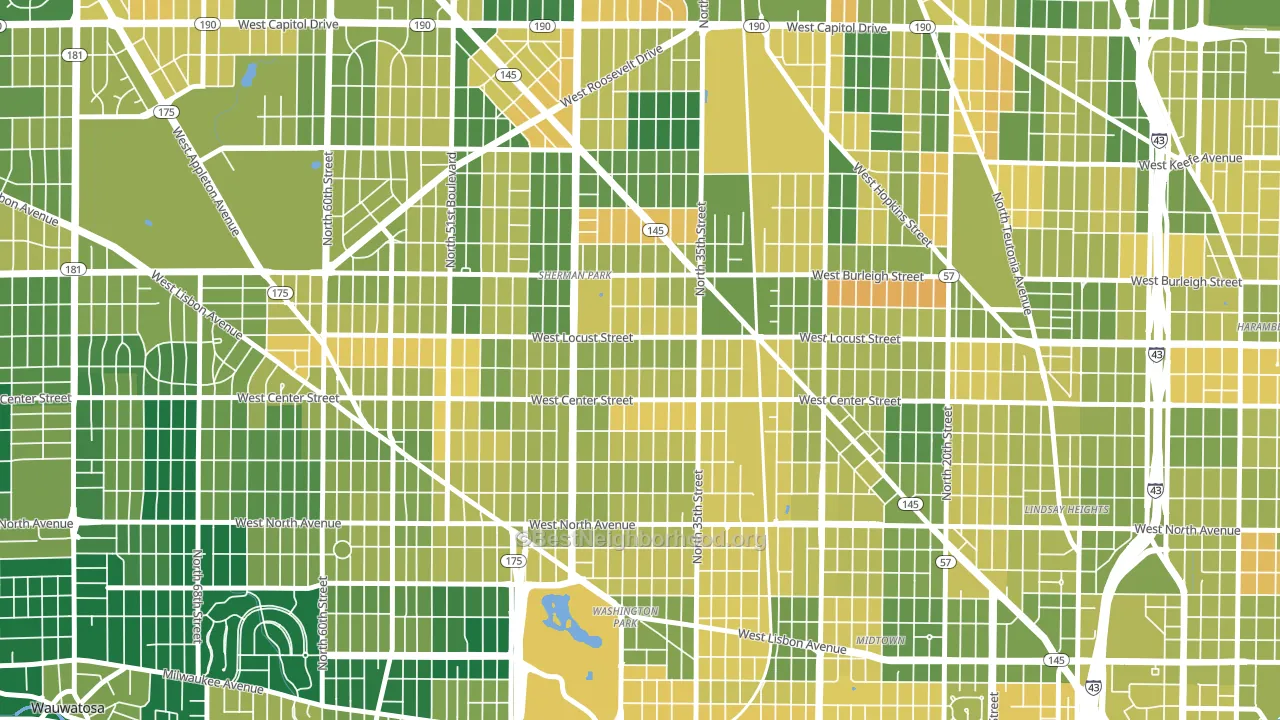 Sherman Park, Milwaukee, WI block-group voter-turnout map