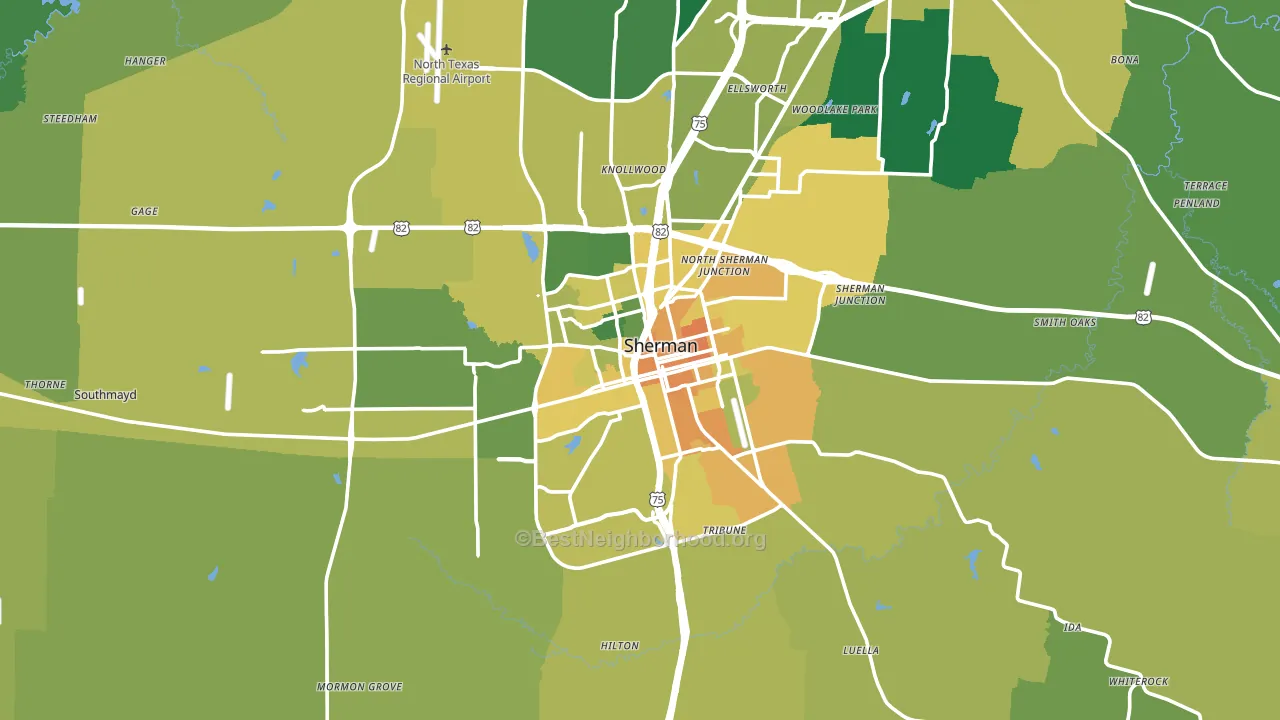 Sherman, TX block-group voter-turnout map