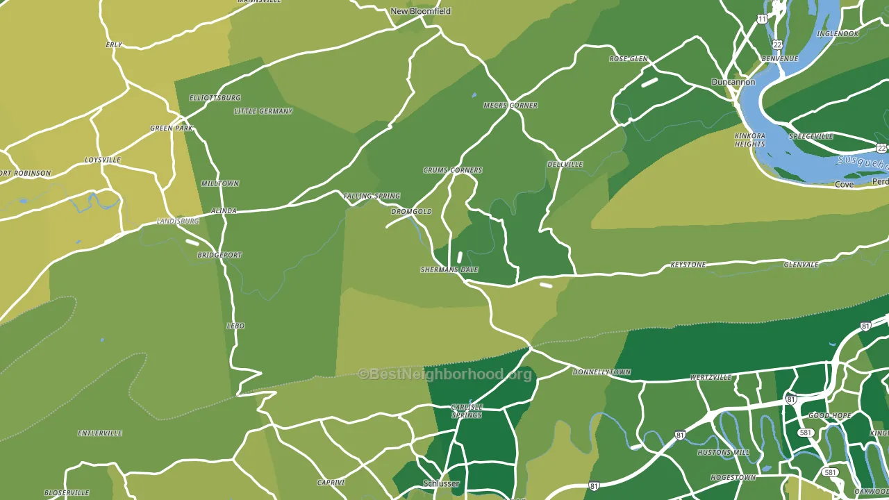 Shermans Dale, PA block-group voter-turnout map