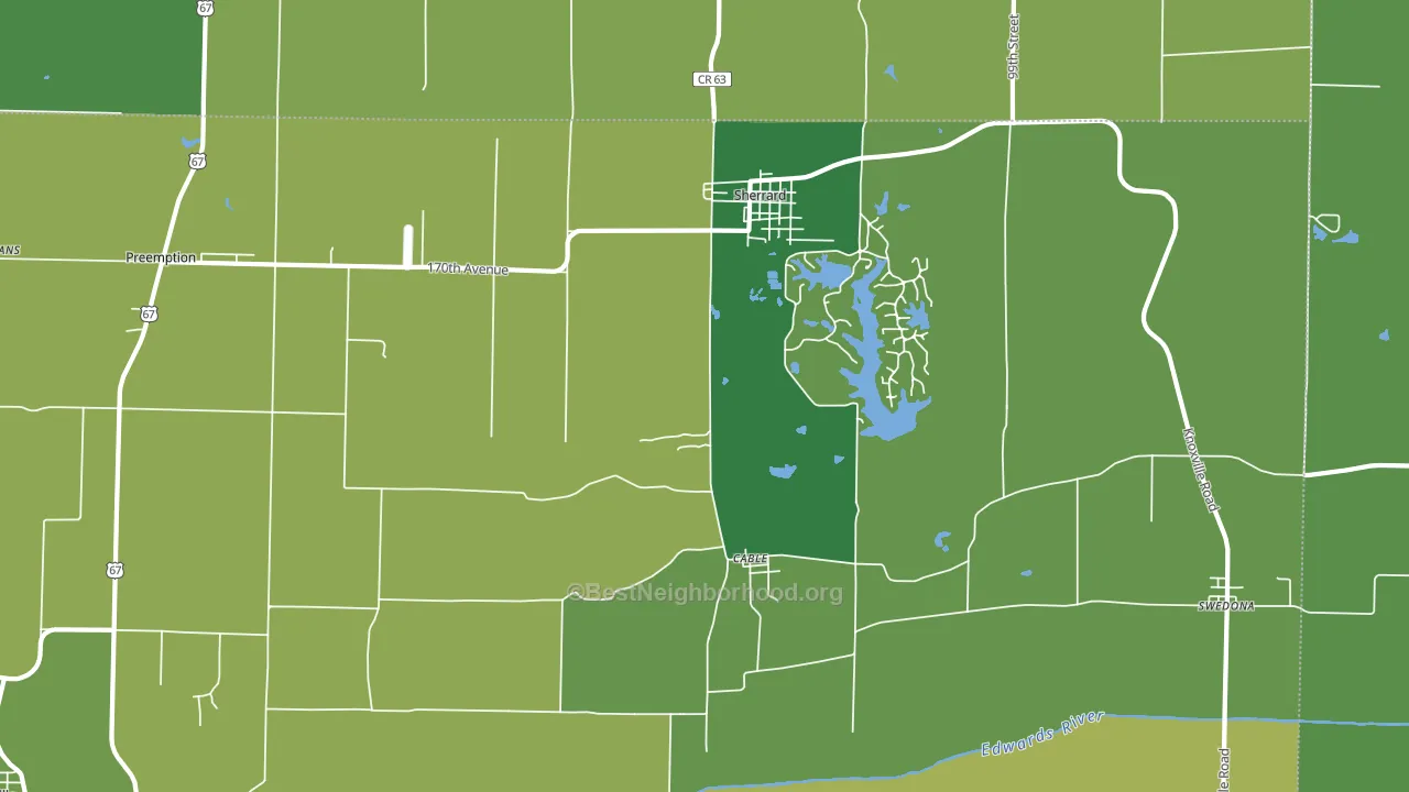 Sherrard, IL block-group voter-turnout map