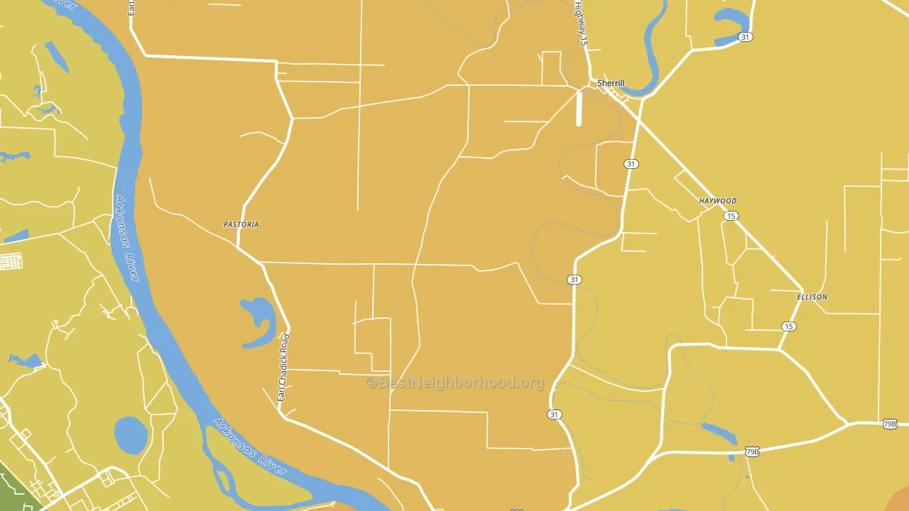 Sherrill, AR block-group voter-turnout map