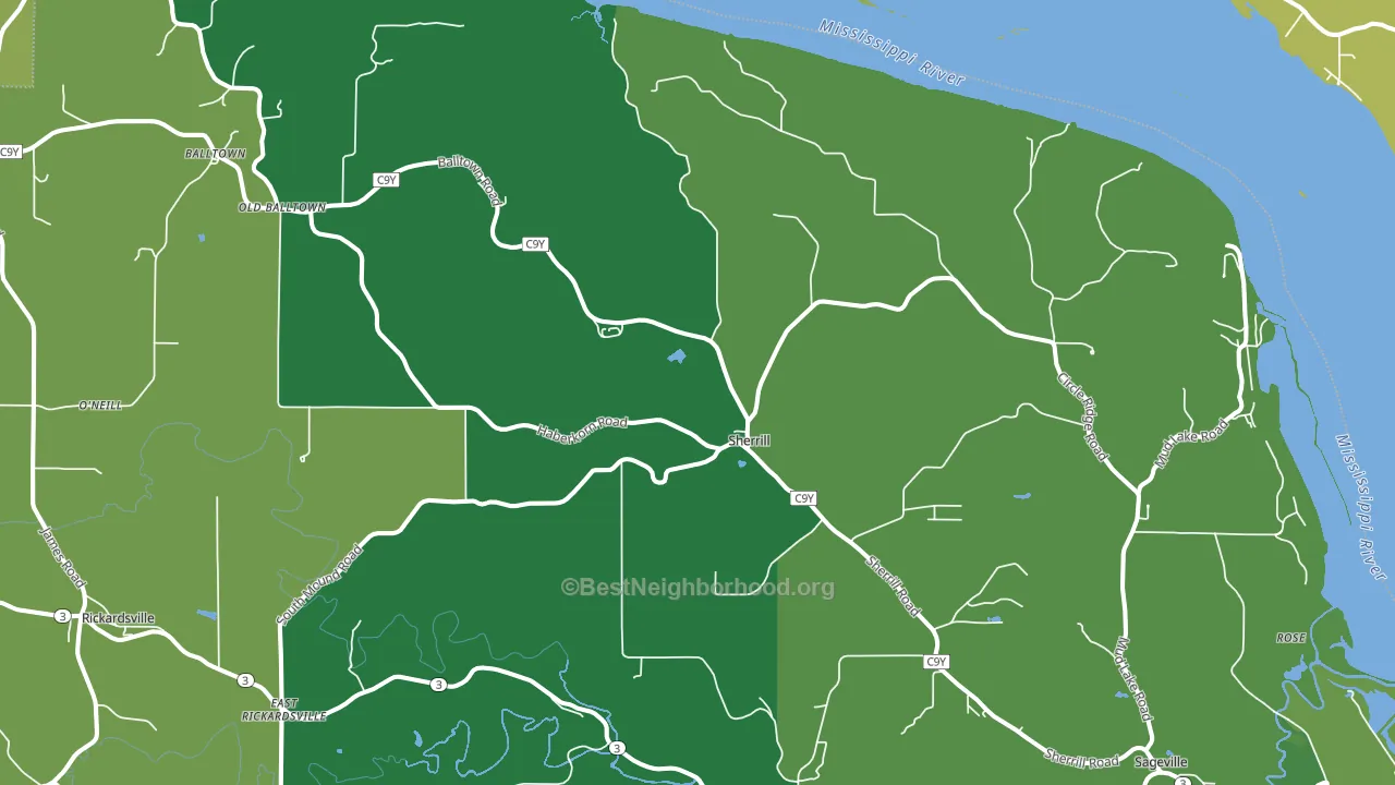 Sherrill, IA block-group voter-turnout map