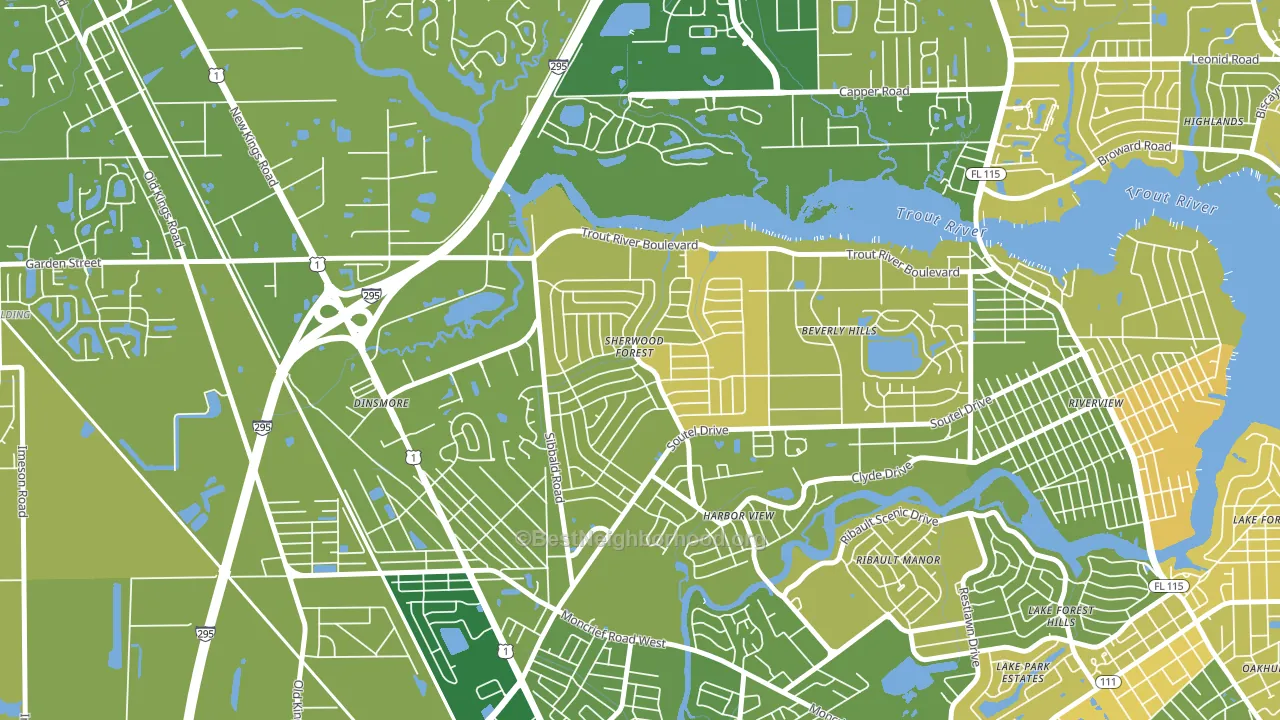 Sherwood Forest, Jacksonville, FL block-group voter-turnout map
