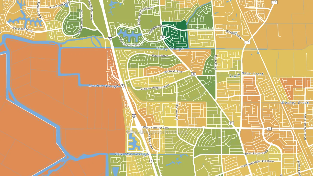 Sherwood Manor, Stockton, CA block-group voter-turnout map