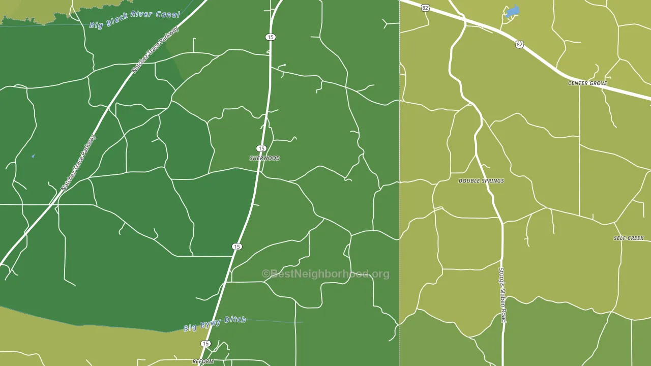 Sherwood, MS block-group voter-turnout map