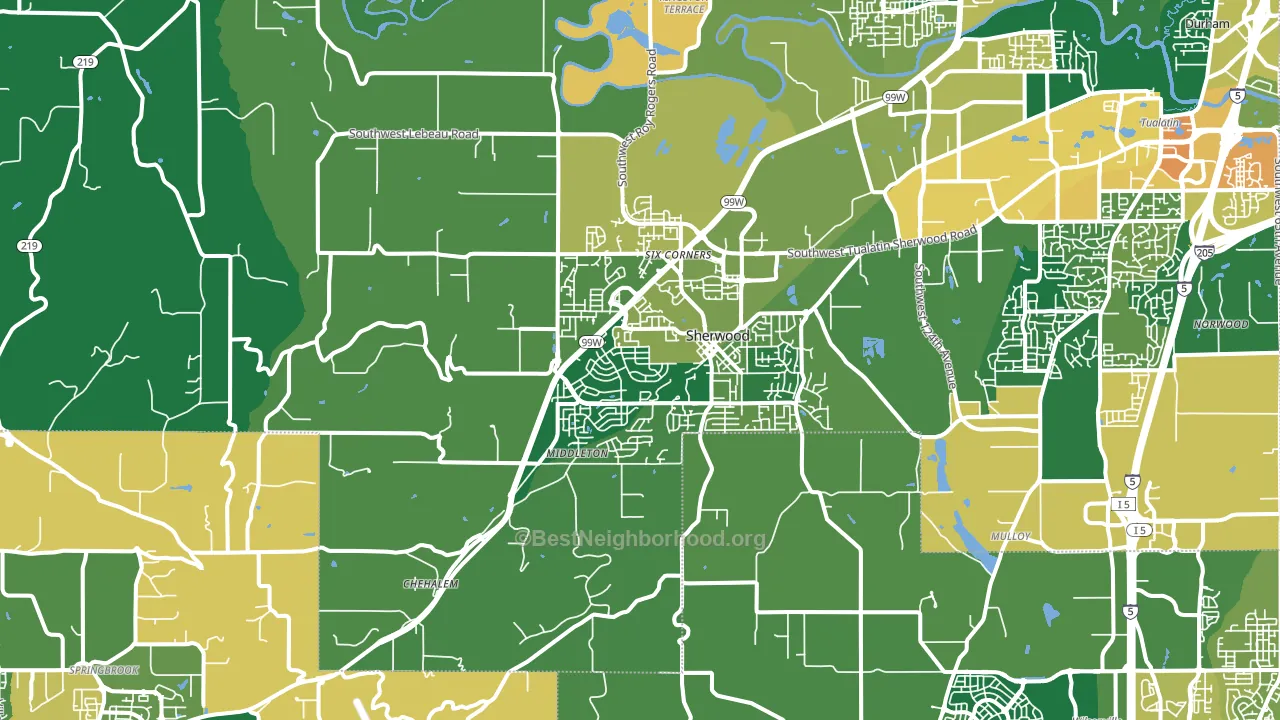 Sherwood, OR block-group voter-turnout map