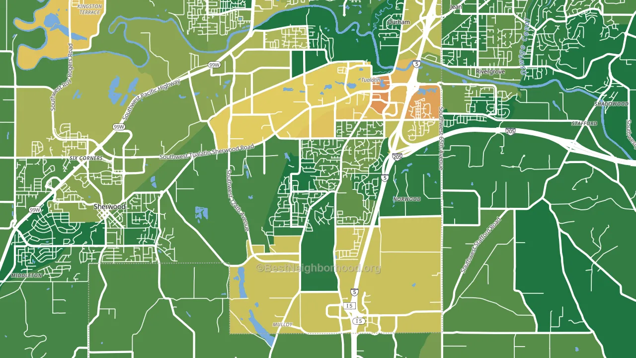 Sherwood-Tualatin South, Tualatin, OR block-group voter-turnout map