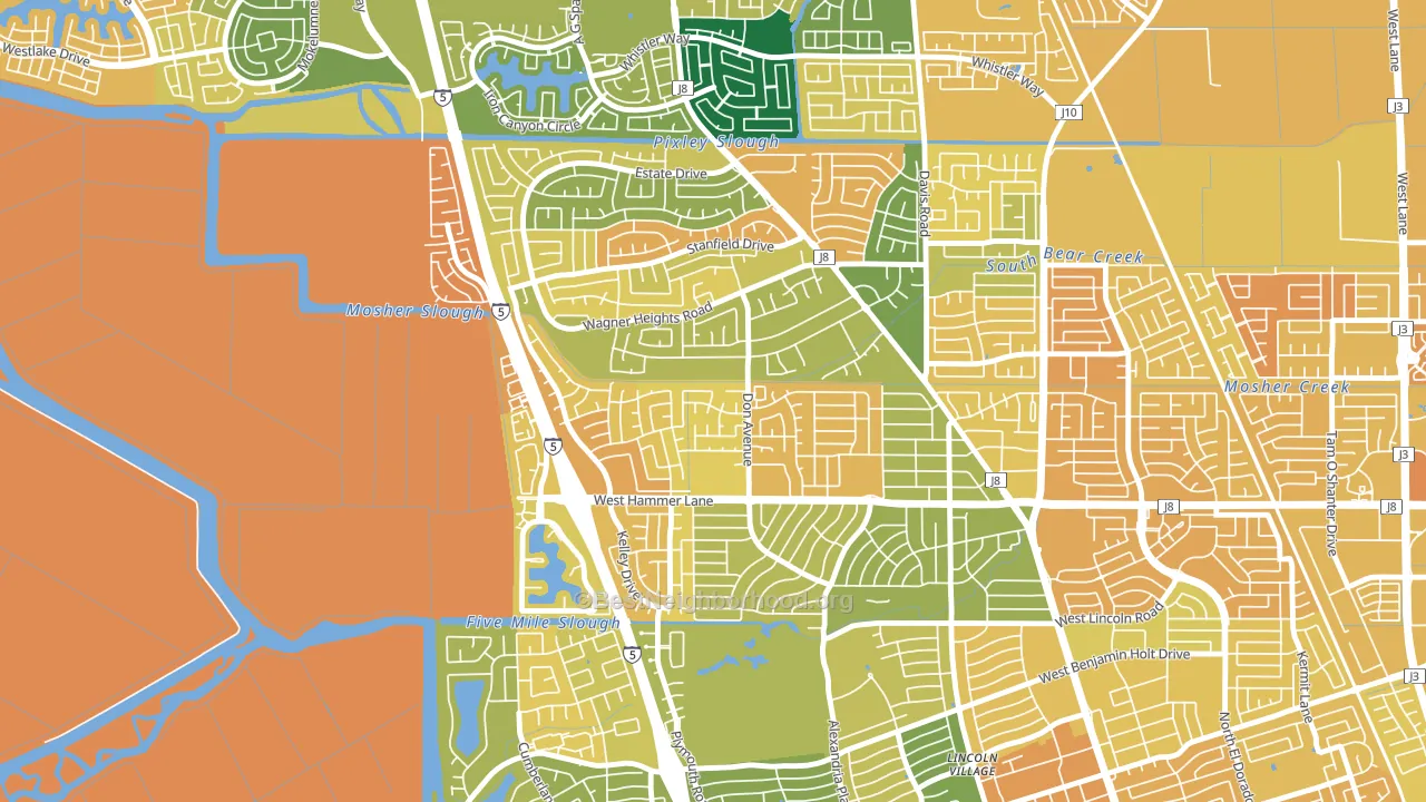 Sherwoods Manor, Stockton, CA block-group voter-turnout map