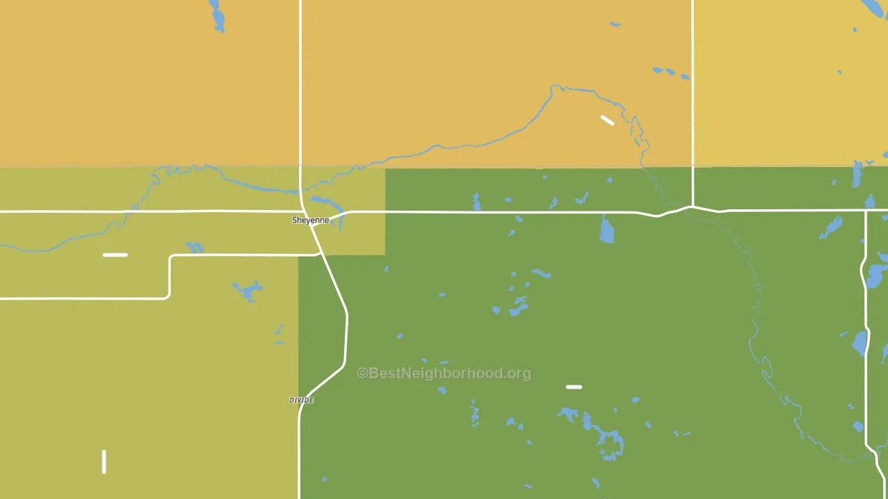 Sheyenne, ND block-group voter-turnout map