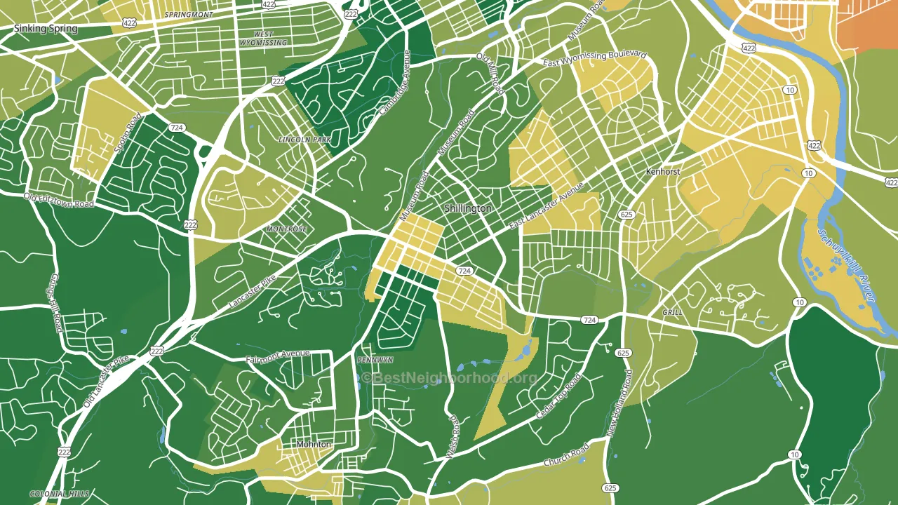 Shillington, PA block-group voter-turnout map