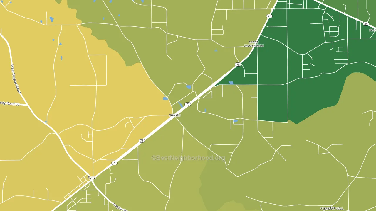 Shiloh, AL block-group voter-turnout map