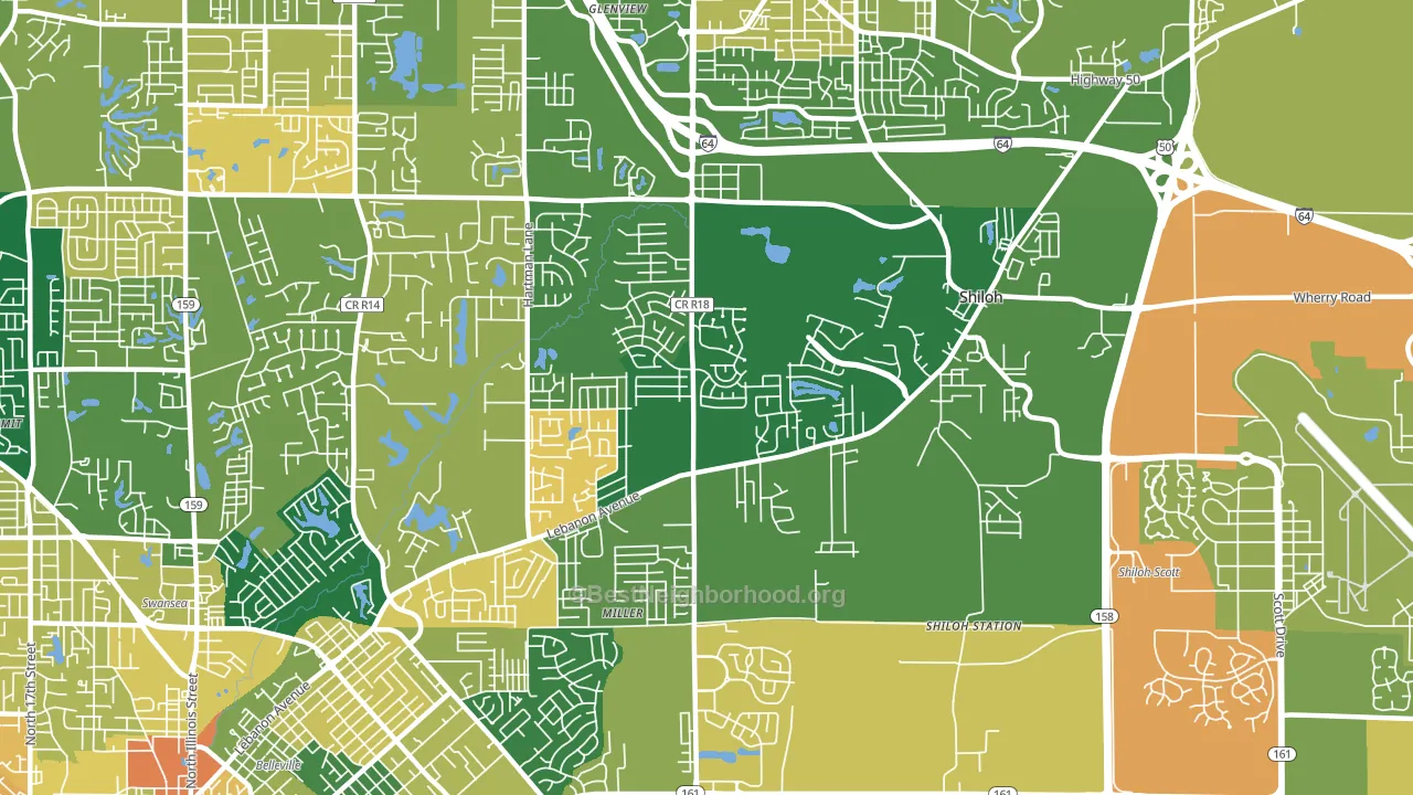 Shiloh, IL block-group voter-turnout map