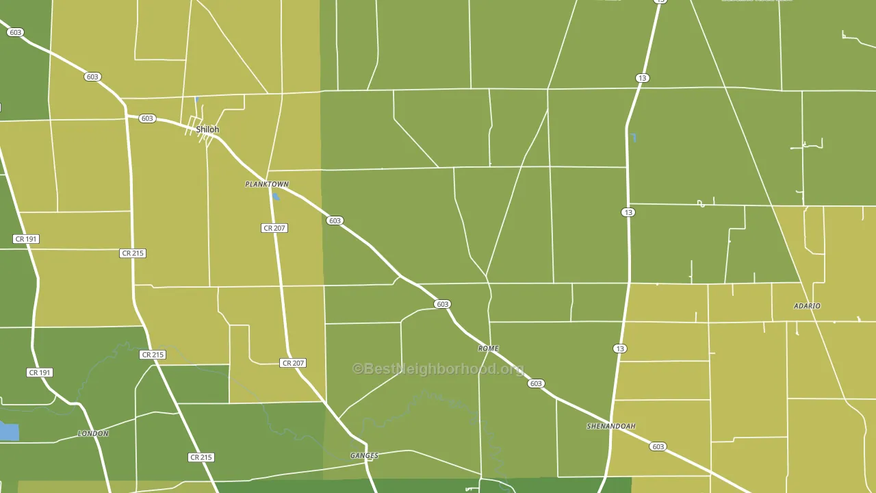 Shiloh, OH block-group voter-turnout map