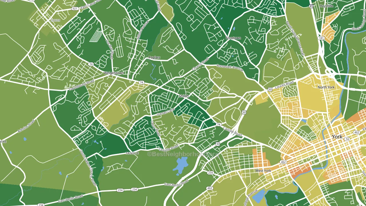 Shiloh, York, PA block-group voter-turnout map
