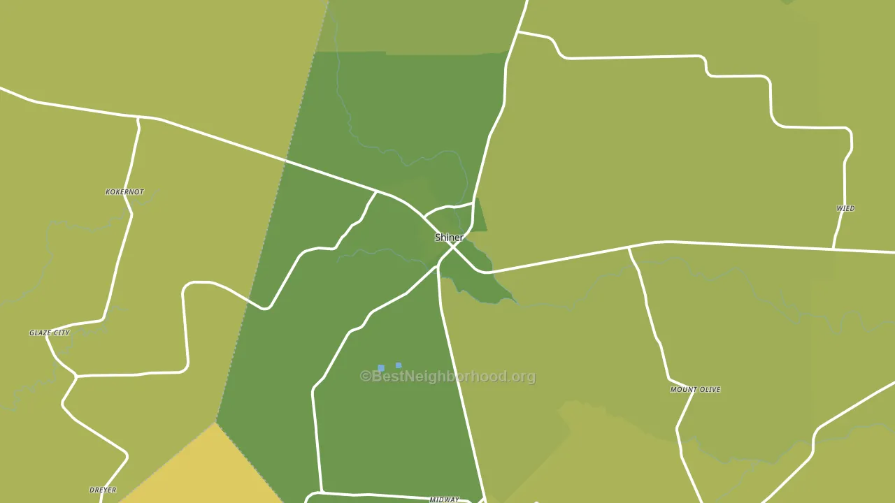 Shiner, TX block-group voter-turnout map