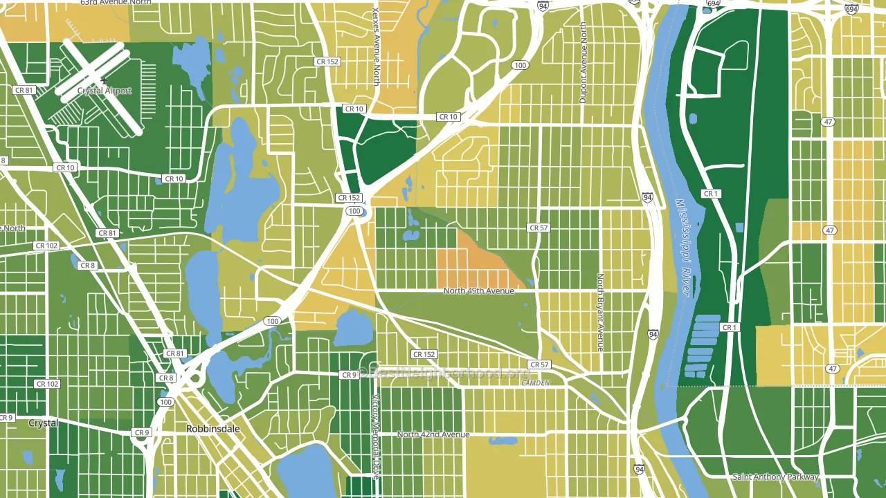 Shingle Creek, Minneapolis, MN block-group voter-turnout map