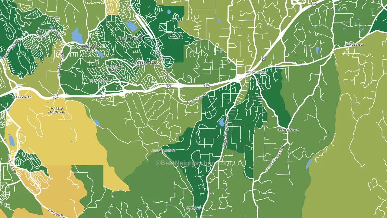 Shingle Springs, CA block-group voter-turnout map