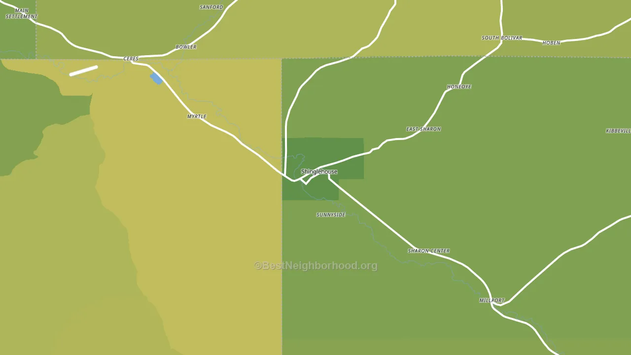Shinglehouse, PA block-group voter-turnout map