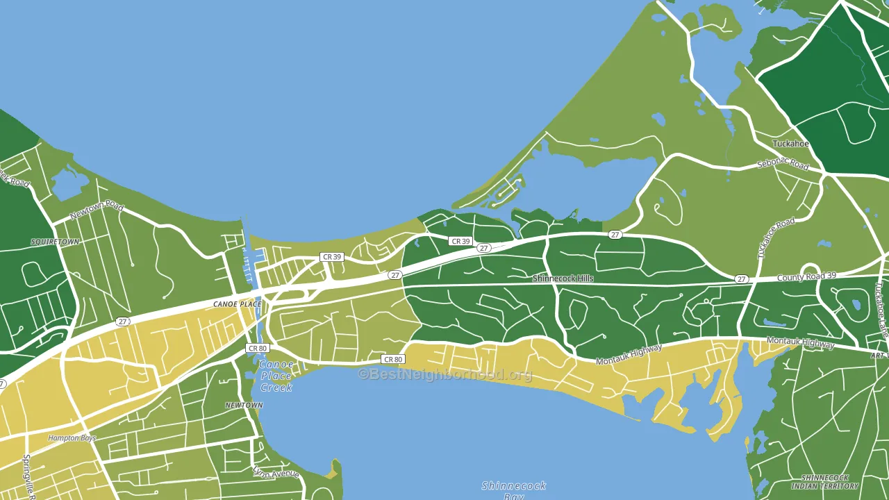 Shinnecock Hills, NY block-group voter-turnout map