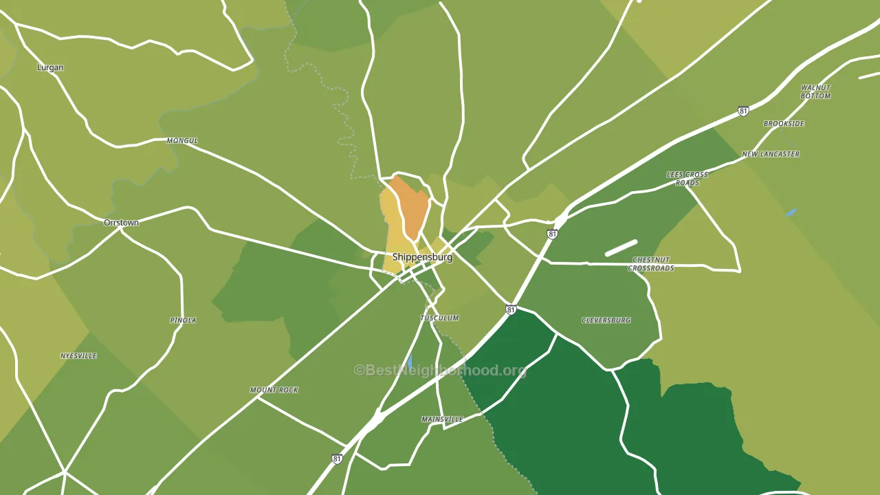 Shippensburg, PA block-group voter-turnout map