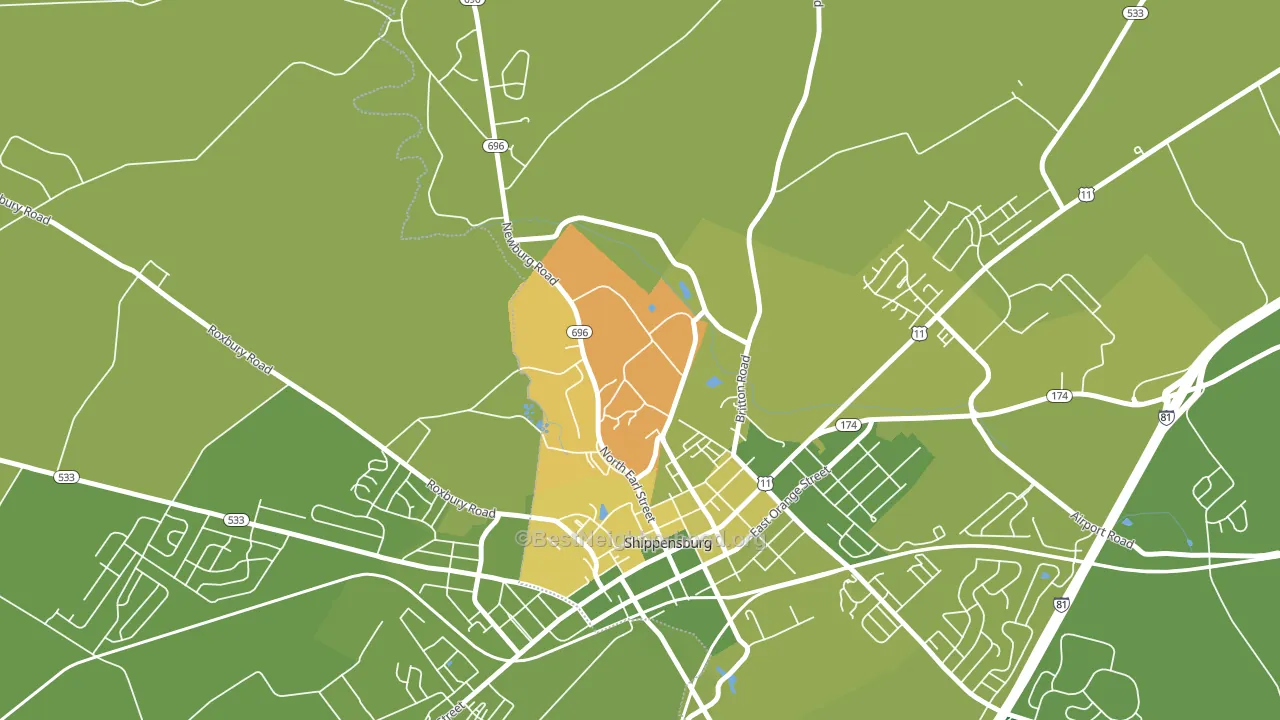 Shippensburg University, PA block-group voter-turnout map