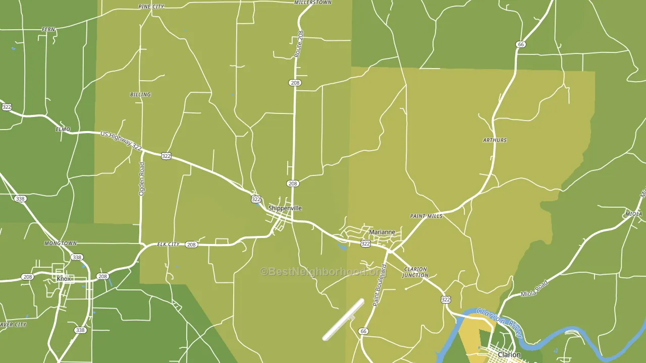 Shippenville, PA block-group voter-turnout map