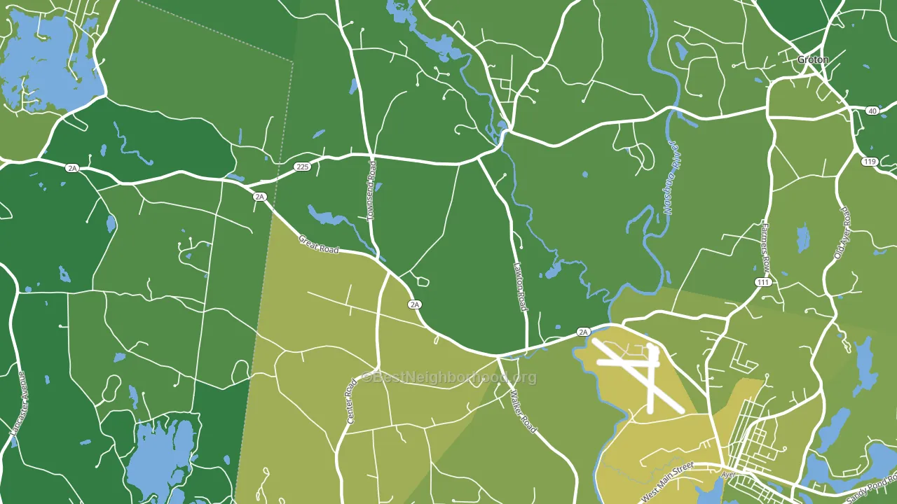 Shirley Center, MA block-group voter-turnout map