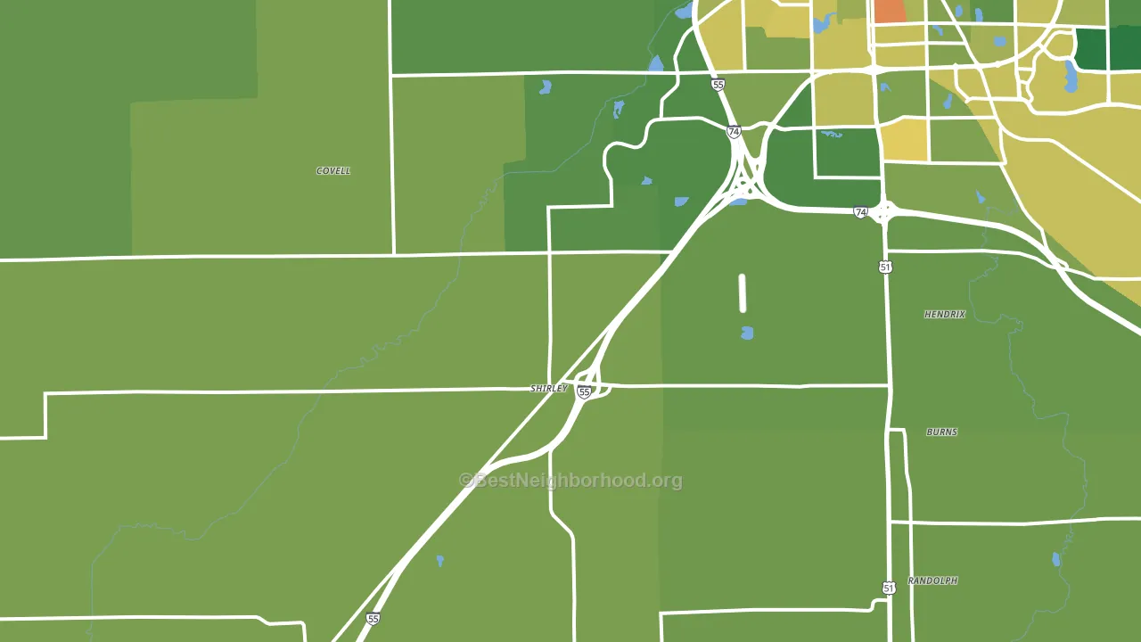 Shirley, IL block-group voter-turnout map