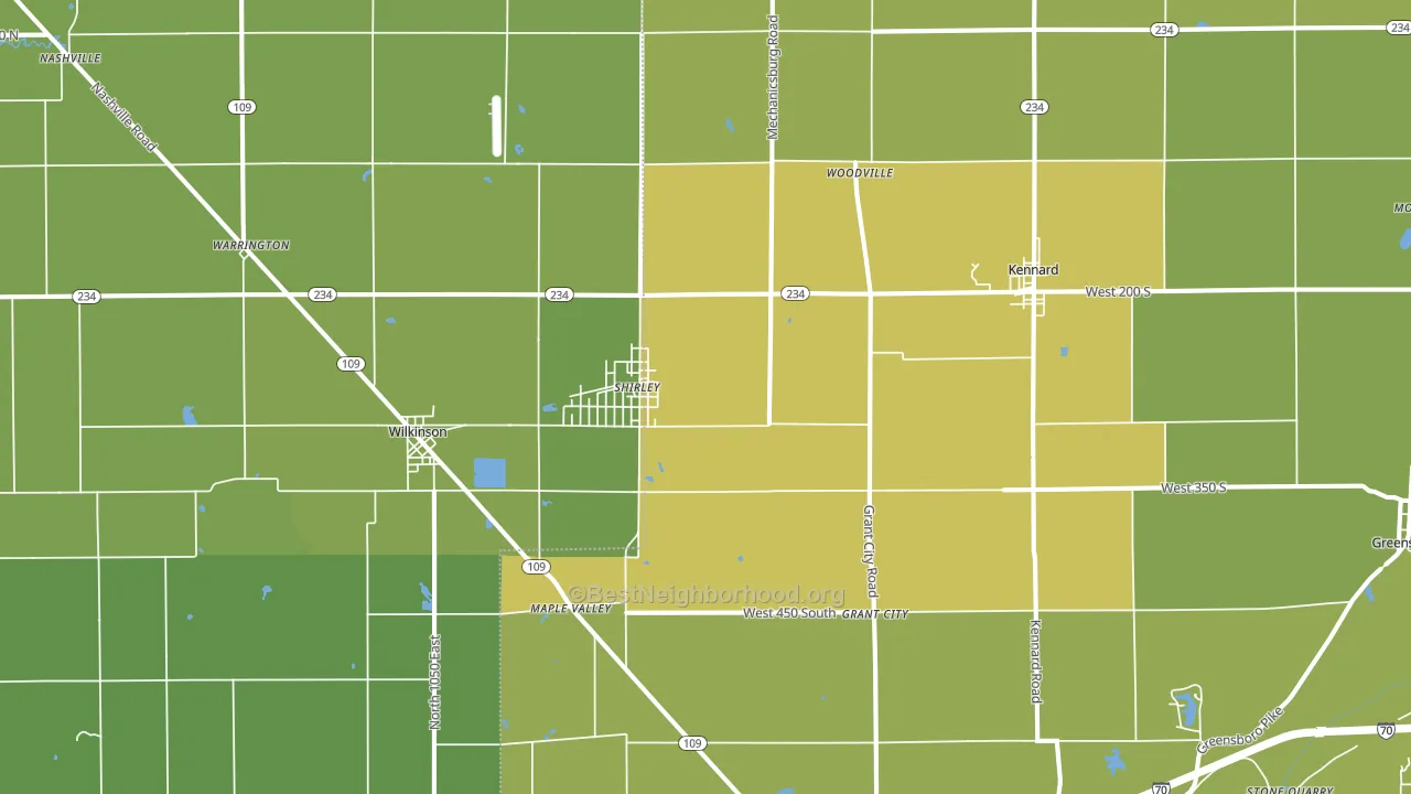 Shirley, IN block-group voter-turnout map