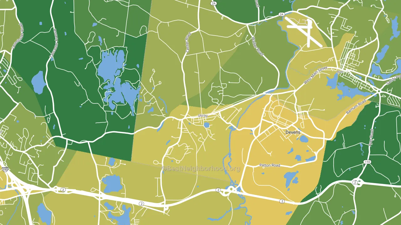 Shirley, MA block-group voter-turnout map