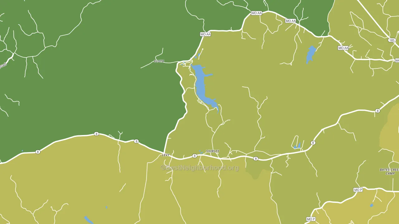 Shirley, MO block-group voter-turnout map