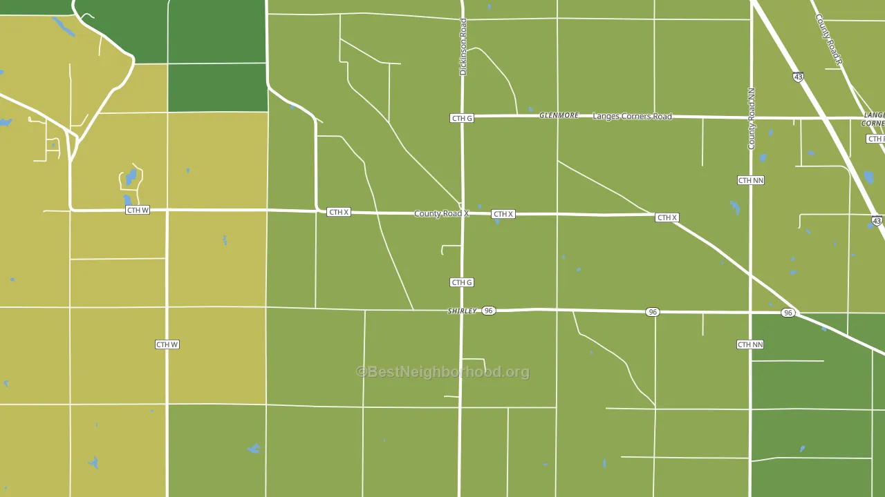 Shirley, WI block-group voter-turnout map