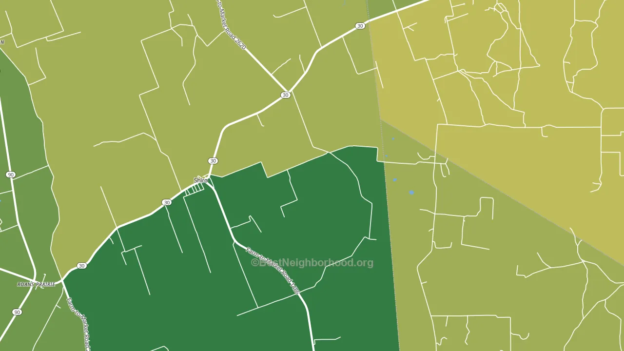 Shiro, TX block-group voter-turnout map