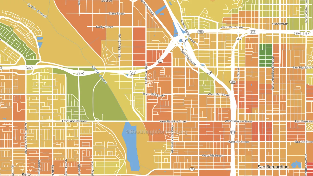 Shirrells, San Bernardino, CA block-group voter-turnout map