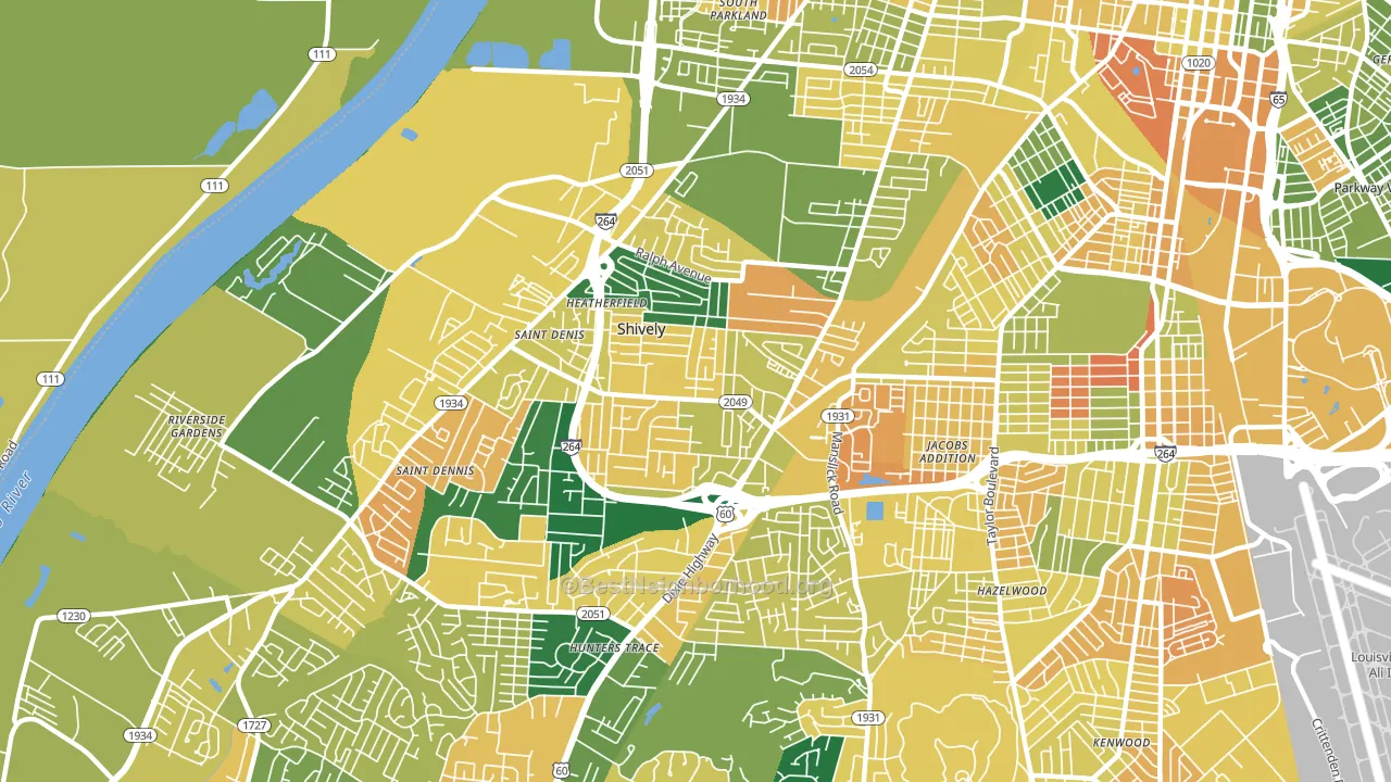 Shively, KY block-group voter-turnout map