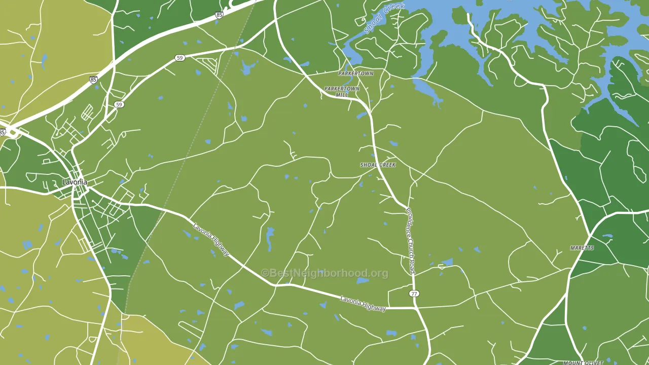 Shoal Creek, GA block-group voter-turnout map
