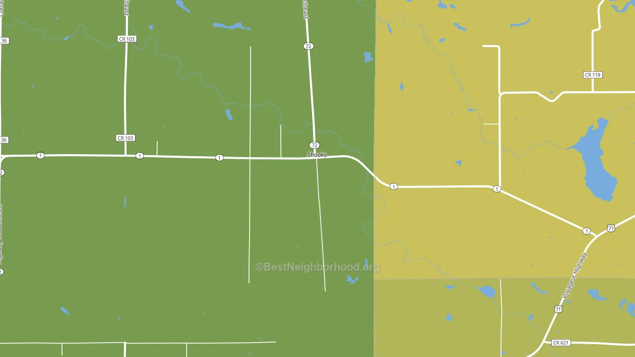 Shooks, MN block-group voter-turnout map