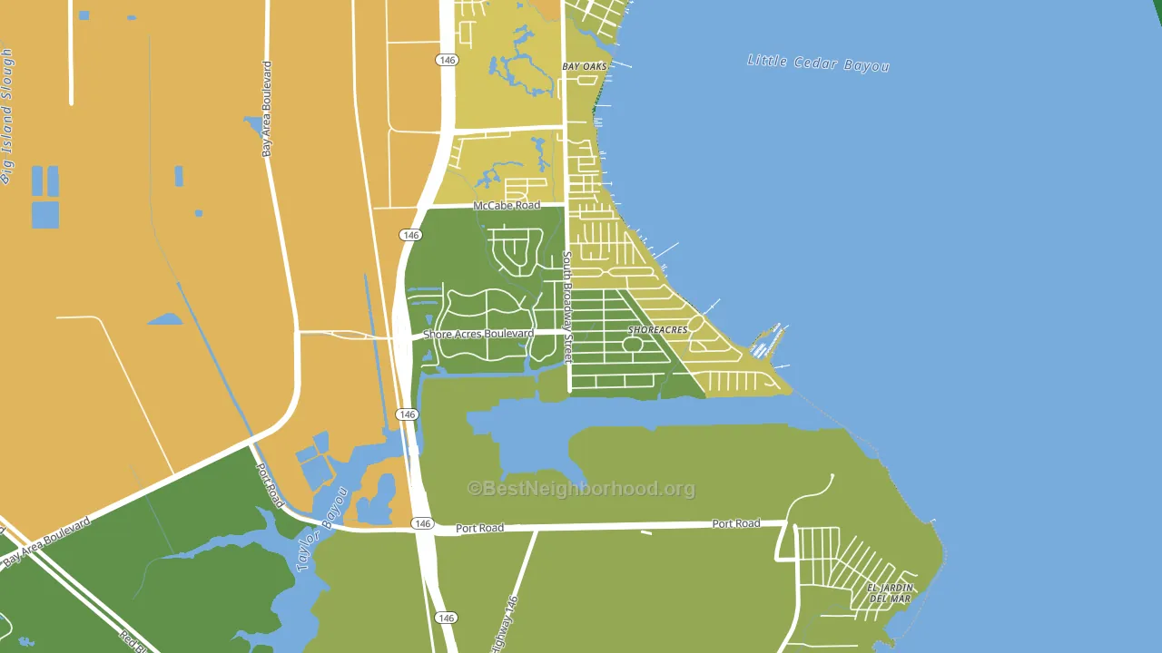 Shoreacres, TX block-group voter-turnout map