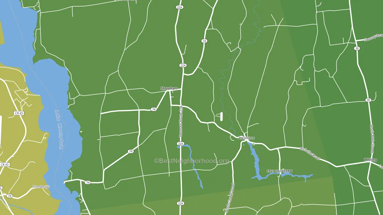Shoreham, VT block-group voter-turnout map