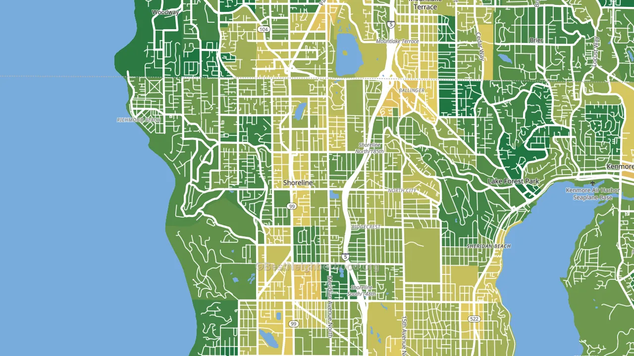 Shoreline, WA block-group voter-turnout map