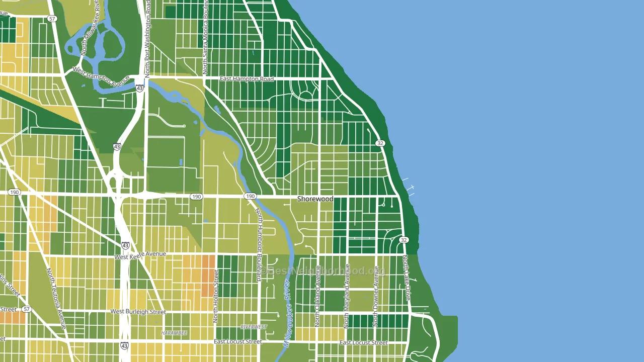 Shorewood, WI block-group voter-turnout map