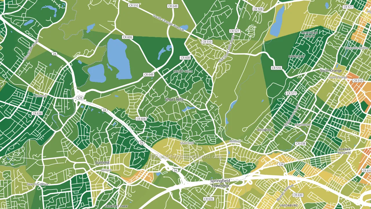 Short Hills, NJ block-group voter-turnout map