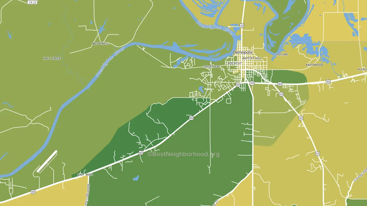 Shortleaf, AL block-group voter-turnout map